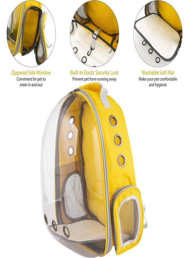 حقيبة ظهر شفافة صفراء اللون من VAYINATO® لحمل الحيوانات الأليفة أثناء السفر، مثالية للكلاب والقطط الصغيرة | مقاومة للماء، مريحة وجيدة التهوية من Petzlifeworld - Image 5